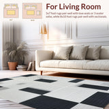 Ultra Soft Area Rug, Non Slip, Stain Resistant, Washable Area Rugs for Living Room, Bedroom, Sophisticated Silver Trellis Aesthetic(Black)