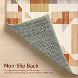 Modern Abstract Geometric Area with Earthy Brown and Beige Borders(Beige)