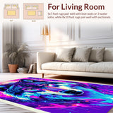 Ultra Soft Area Rug, Non Slip, Stain Resistant, Washable Area Rugs for Living Room, Bedroom, Charming Whimsical Animal Print(Purple)