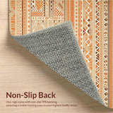 Ultra Soft Area Rug, Non Slip, Stain Resistant, Washable Area Rugs for Living Room, Bedroom, Rustic Diamond Lattice Motif(Orange)