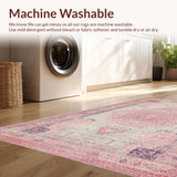 Ultra Soft Area Rug, Non Slip, Stain Resistant, Washable Area Rugs for Living Room, Bedroom, Preppy Ribbon Loop Rug Featuring Artistic Bow Design and Chic Dot Detailing(Pink)