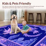 Ultra Soft Area Rug, Non Slip, Stain Resistant, Washable Area Rugs for Living Room, Bedroom, Luxurious Colorful Creature Pattern(Blue)