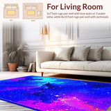Ultra Soft Area Rug, Non Slip, Stain Resistant, Washable Area Rugs for Living Room, Bedroom, Transcendent Nebula Inspired Design(Blue)