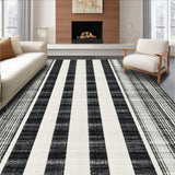 Sleek Striped Weave With Alternating Black And White Bands(Black)