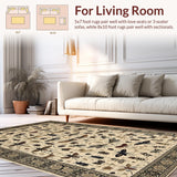 Ultra Soft Area Rug, Non Slip, Stain Resistant, Washable Area Rugs for Living Room, Bedroom, Classic Earth Tones with Insects(Beige)