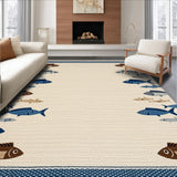 Vibrant Blue Marine Life Design(Beige)