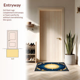 Ultra Soft Area Rug, Non Slip, Stain Resistant, Washable Area Rugs for Living Room, Bedroom, Dreamy Pastel Cosmic Imagery(Gold)