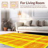 Ultra Soft Area Rug, Non Slip, Stain Resistant, Washable Area Rugs for Living Room, Bedroom, Artistic Mid Century Color Fusion(Yellow)