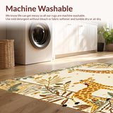 Ultra Soft Area Rug, Non Slip, Stain Resistant, Washable Area Rugs for Living Room, Bedroom, Whimsical Jungle Friends Kids Area Beige Tones with Charming Animal Motifs(Beige)