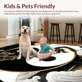 Ultra Soft Area Rug, Non Slip, Stain Resistant, Washable Area Rugs for Living Room, Bedroom, Sophisticated Geometric Yin Yang Fusion(Black)