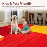 Ultra Soft Area Rug, Non Slip, Stain Resistant, Washable Area Rugs for Living Room, Bedroom, Contemporary Red and Yellow Harmony(Red)