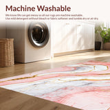 Ultra Soft Area Rug, Non Slip, Stain Resistant, Washable Area Rugs for Living Room, Bedroom, Sophisticated Rose Gold Brush Strokes(Pink)