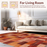 Ultra Soft Area Rug, Non Slip, Stain Resistant, Washable Area Rugs for Living Room, Bedroom, Elegant Distressed Colorful Pattern(Brown)