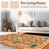 Ultra Soft Area Rug, Non Slip, Stain Resistant, Washable Area Rugs for Living Room, Bedroom, Artful Mid-Century Color Fusion(Orange)