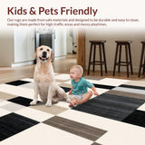 Ultra Soft Area Rug, Non Slip, Stain Resistant, Washable Area Rugs for Living Room, Bedroom, Modern Reversible Patio Area With Elegant Square Motif For Spaces(Beige)