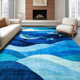 Ultra Soft Area Rug, Non Slip, Stain Resistant, Washable Area Rugs for Living Room, Bedroom, Joyful Underwater Life Motif(Blue)