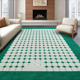 Ultra Soft Area Rug, Non Slip, Stain Resistant, Washable Area Rugs for Living Room, Bedroom, Rustic Stain Resistant Trellis Style(Green)