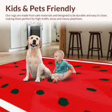 Ultra Soft Area Rug, Non Slip, Stain Resistant, Washable Area Rugs for Living Room, Bedroom, Playful Fruit Pattern Delight(Red)