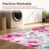 Ultra Soft Area Rug, Non Slip, Stain Resistant, Washable Area Rugs for Living Room, Bedroom, Trendy Symmetrical Modern Motif(Pink)