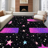 Ultra Soft Area Rug, Non Slip, Stain Resistant, Washable Area Rugs for Living Room, Bedroom, Vibrant Cosmic Glitter Aesthetic(Black)
