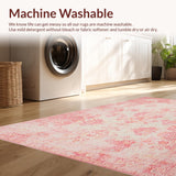 Ultra Soft Area Rug, Non Slip, Stain Resistant, Washable Area Rugs for Living Room, Bedroom, Vintage Chic Tiled Arrangement(Pink)