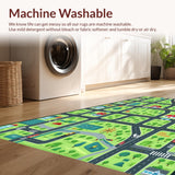 Ultra Soft Area Rug, Non Slip, Stain Resistant, Washable Area Rugs for Living Room, Bedroom, Interactive Cityscape Playmat Design(Black)