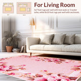 Ultra Soft Area Rug, Non Slip, Stain Resistant, Washable Area Rugs for Living Room, Bedroom, Faux Wool Pink Accent Rug for Home Office(Pink)