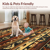 Ultra Soft Area Rug, Non Slip, Stain Resistant, Washable Area Rugs for Living Room, Bedroom, Contemporary Warm Palette Pattern(Brown)
