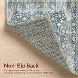 Ultra Soft Area Rug, Non Slip, Stain Resistant, Washable Area Rugs for Living Room, Bedroom, Elegant Gray Damask Motif(Blue)