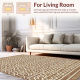 Ultra Soft Area Rug, Non Slip, Stain Resistant, Washable Area Rugs for Living Room, Bedroom, Warm Earth Tone Symmetrical Layout(Brown)