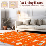 Ultra Soft Area Rug, Non Slip, Stain Resistant, Washable Area Rugs for Living Room, Bedroom, Brightly Designed Interactive Element(Orange)