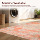 Ultra Soft Area Rug, Non Slip, Stain Resistant, Washable Area Rugs for Living Room, Bedroom, Chic Distressed Earthy Aesthetic(Orange)