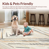 Ultra Soft Area Rug, Non Slip, Stain Resistant, Washable Area Rugs for Living Room, Bedroom, Boho Chic Beige Ivory Area Abstract Diamond Weave Texture(Beige)