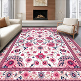 Ultra Soft Area Rug, Non Slip, Stain Resistant, Washable Area Rugs for Living Room, Bedroom, Lively Boho Leafy Patterns(White)