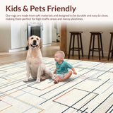 Ultra Soft Area Rug, Non Slip, Stain Resistant, Washable Area Rugs for Living Room, Bedroom, Chic Cream Modern Tiled Arrangement(Beige)