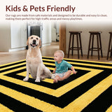 Ultra Soft Area Rug, Non Slip, Stain Resistant, Washable Area Rugs for Living Room, Bedroom, Luxury Greek Key Black Gold Entryway Runner(Yellow)