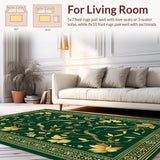 Ultra Soft Area Rug, Non Slip, Stain Resistant, Washable Area Rugs for Living Room, Bedroom, Rustic Wildlife Inspired Decor(Green)