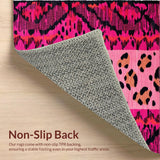Ultra Soft Area Rug, Non Slip, Stain Resistant, Washable Area Rugs for Living Room, Bedroom, Chic Whimsical Animal Print Style(Pink)