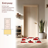 Ultra Soft Area Rug, Non Slip, Stain Resistant, Washable Area Rugs for Living Room, Bedroom, Charming Transitional Rose Aesthetic(Red)