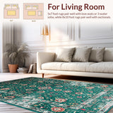 Ultra Soft Area Rug, Non Slip, Stain Resistant, Washable Area Rugs for Living Room, Bedroom, Retro Earth Tones Aesthetic(Green)