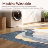 Ultra Soft Area Rug, Non Slip, Stain Resistant, Washable Area Rugs for Living Room, Bedroom, Stylish Circular Minimalist Aesthetic(Gold)