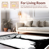 Ultra Soft Area Rug, Non Slip, Stain Resistant, Washable Area Rugs for Living Room, Bedroom, Contemporary Graphic Forest Imagery(Black)