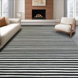 Ultra Soft Area Rug, Non Slip, Stain Resistant, Washable Area Rugs for Living Room, Bedroom, Artisan Woven Monochrome Lined Carpet Layered Doorway Welcome Decor(Black)