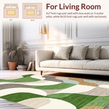 Ultra Soft Area Rug, Non Slip, Stain Resistant, Washable Area Rugs for Living Room, Bedroom, Modern Abstract Sage Green Living Room Washable Rug(Gray)