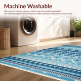 Ultra Soft Area Rug, Non Slip, Stain Resistant, Washable Area Rugs for Living Room, Bedroom, Sleek Modern Textured Design(Blue)