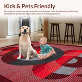 Ultra Soft Area Rug, Non Slip, Stain Resistant, Washable Area Rugs for Living Room, Bedroom, Dynamic Modern Red Pattern Play(Red)