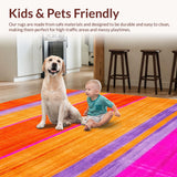 Ultra Soft Area Rug, Non Slip, Stain Resistant, Washable Area Rugs for Living Room, Bedroom, Whimsical Multi-Tonal Design(Orange)
