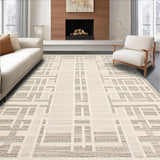 Ultra Soft Area Rug, Non Slip, Stain Resistant, Washable Area Rugs for Living Room, Bedroom, Rustic High-Low Floral Motif(Beige)