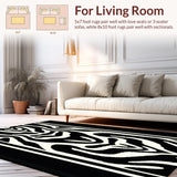 Ultra Soft Area Rug, Non Slip, Stain Resistant, Washable Area Rugs for Living Room, Bedroom, Contemporary Eclectic Animal Graphics(Black)
