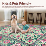 Ultra Soft Area Rug, Non Slip, Stain Resistant, Washable Area Rugs for Living Room, Bedroom, Rustic Pastel Geometric Arrangement(Ivory)